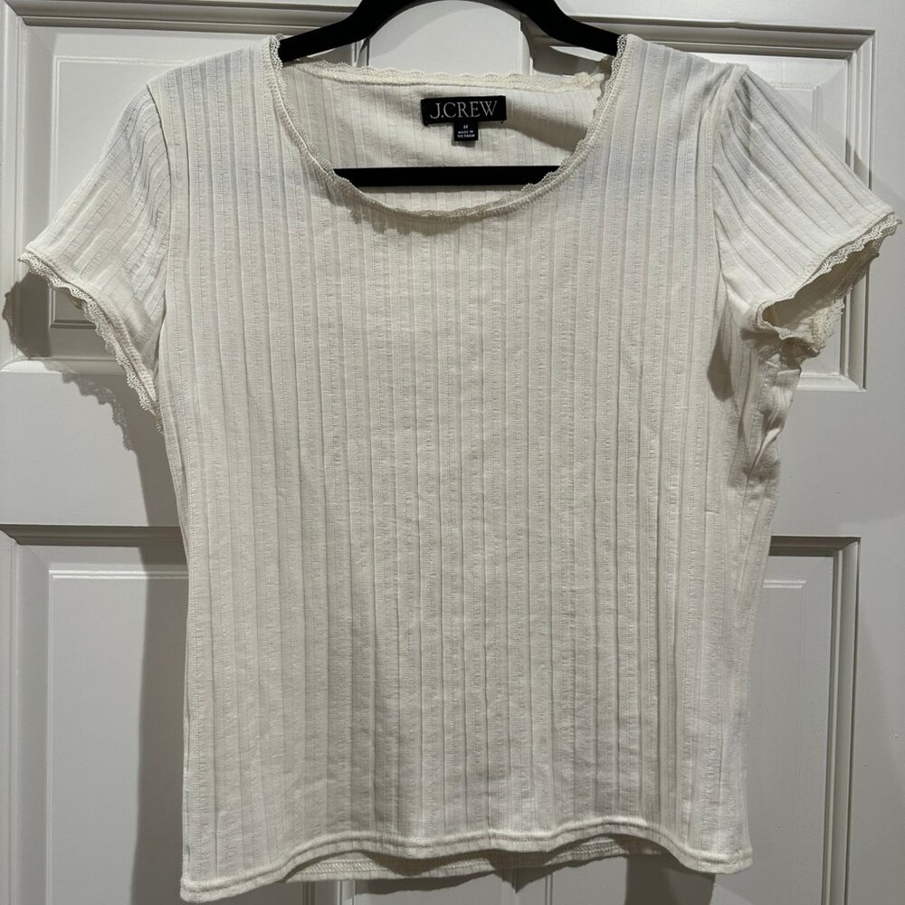 Jcrew white scalloped edge shirt